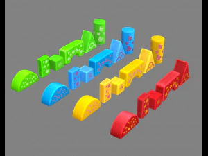 cartoon toy color building blocks 3D Model
