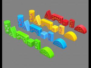 cartoon toy color building blocks 3D Model