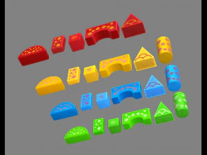 cartoon toy color building blocks 3D Model