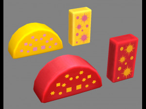 cartoon toy color building blocks 3D 模型