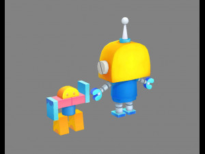 cartoon remote control robot - building block toy 3D Model