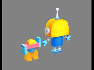 cartoon remote control robot - building block toy 3D Model