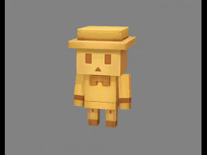 uomo di legno del fumetto - giocattolo del blocco di costruzione Modello 3D