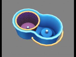 cartoon mops and bucket Model 3D