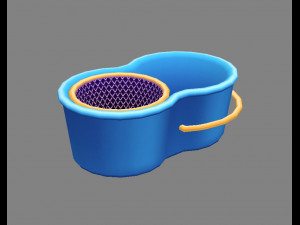 cartoon mops and bucket Model 3D