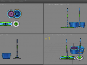 cartoon mops and bucket Model 3D