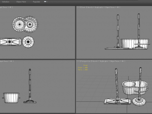 cartoon mops and bucket Model 3D