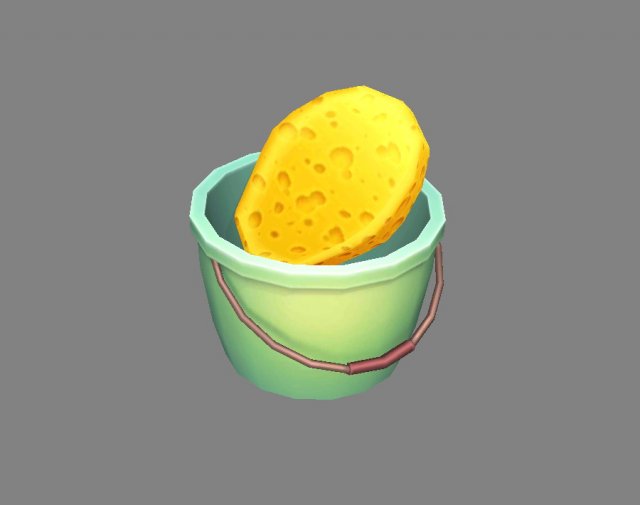 cartoon bucket and sponge Modelo 3D .c4d .max .obj .3ds .fbx .stl .blend 