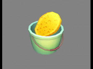 cartoon bucket and sponge 3D Model