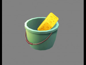 cartoon bucket and sponge Modelo 3D