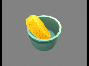 cartoon bucket and sponge Modelo 3D