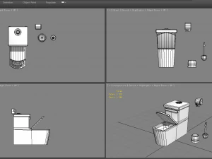 cartoon toilet - toilet brush - toilet paper 3D Model