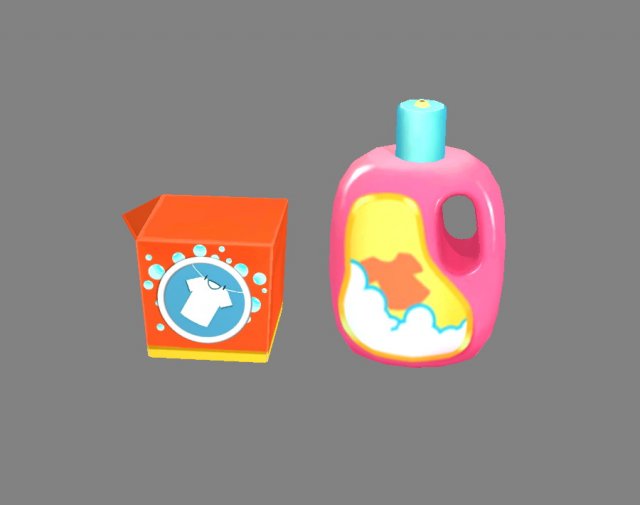 cartoon washing powder and liquid detergent Modello 3D .c4d .max .obj .3ds .fbx .stl .blend 