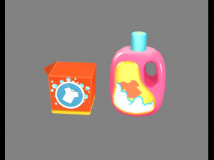 cartoon washing powder and liquid detergent 3D Model