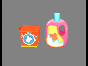 detergente l&iacute;quido y detergente en polvo de dibujos animados Modelo 3D