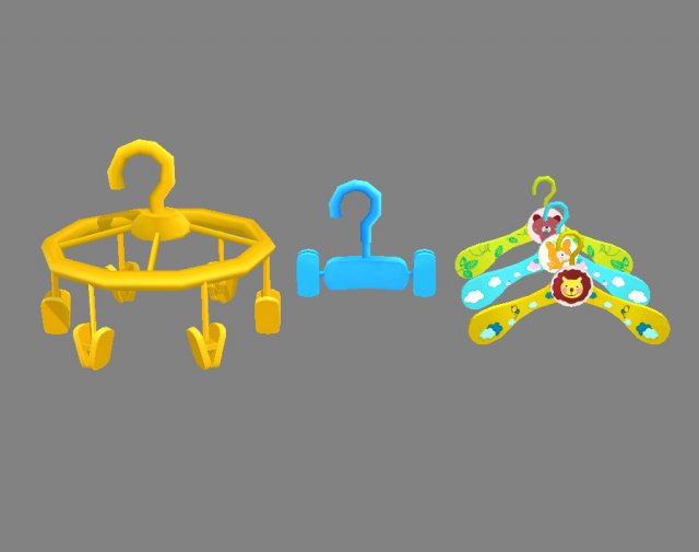 cartoon clothes hangers - clips 3D Model .c4d .max .obj .3ds .fbx .stl .blend 