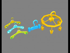cartoon clothes hangers - clips 3D Model