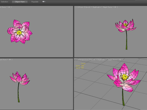 A purple lotus - Cartoon lotus - Open stamens 3D Model