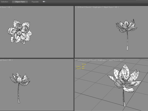 A purple lotus - Cartoon lotus - Open stamens 3D Model