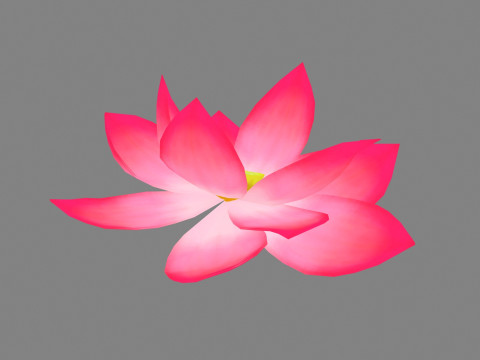 A red lotus - Cartoon lotus - Open stamens 3D मॉडल