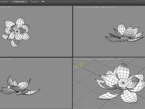 A red lotus - Cartoon lotus - Open stamens 3D मॉडल