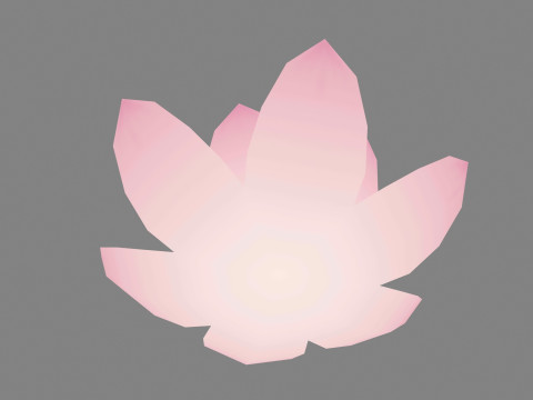 A pink lotus - Cartoon lotus - Open stamens Low-poly 3D Model