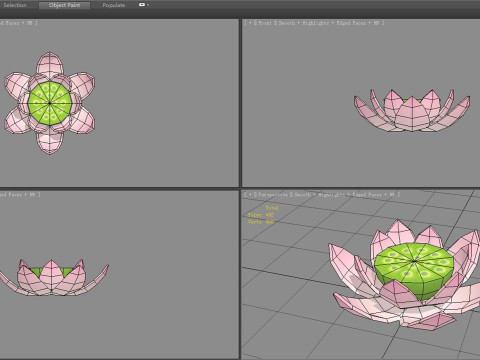 A pink lotus - Cartoon lotus - Open stamens Low-poly 3D Model