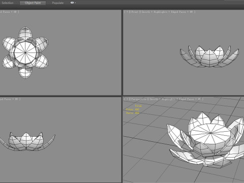 A pink lotus - Cartoon lotus - Open stamens Low-poly 3D Model
