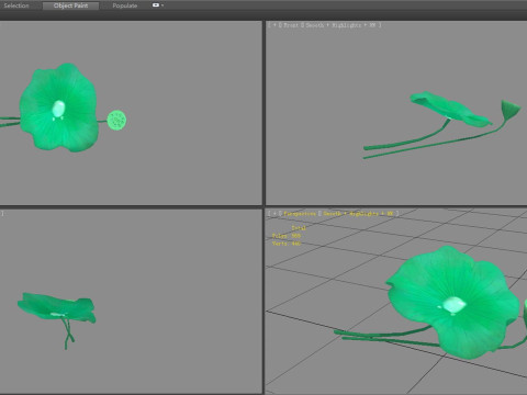 Cartoon lotus leaf and lotus seedpod 3D मॉडल