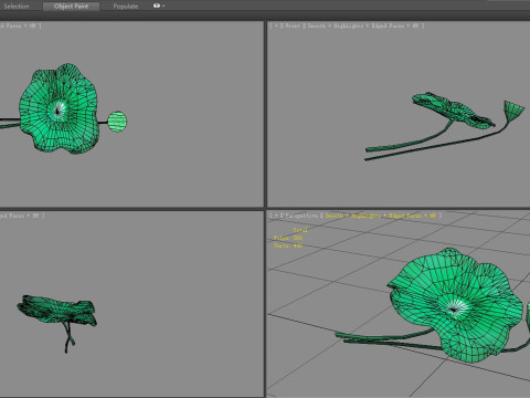 Cartoon lotus leaf and lotus seedpod 3D मॉडल
