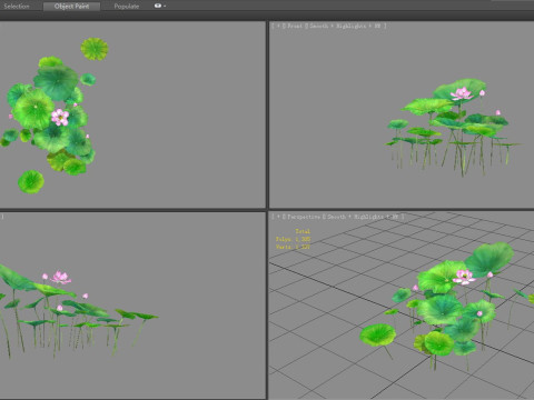 Cartoon lotus flowers and lotus leaves - A 3D 모델