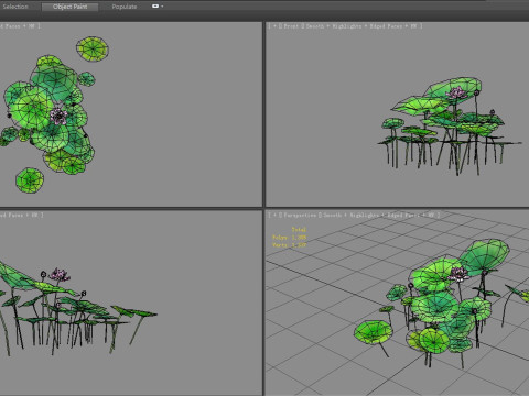 Cartoon lotus flowers and lotus leaves - A 3D 모델