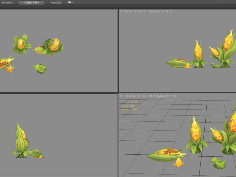 Cartoon Corn plants 3D Model
