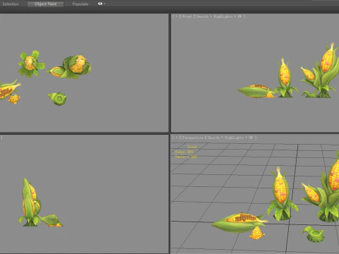 Cartoon Corn plants 3D Model