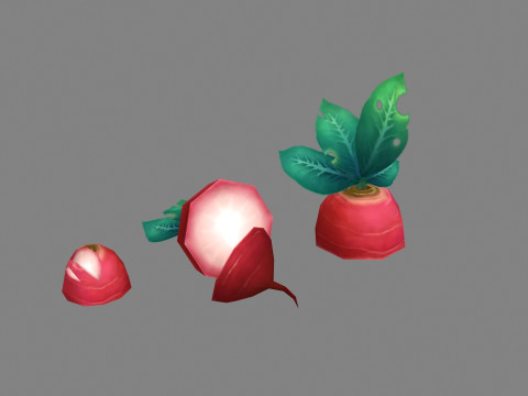 Cartoon Red Raphanus sativus plants 3D 모델
