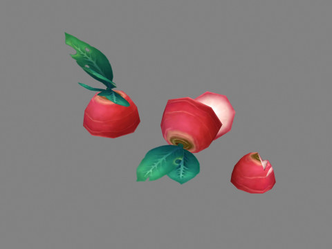 Cartoon Red Raphanus sativus plants 3D Model