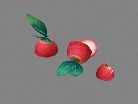 Cartoon Red Raphanus sativus plants 3D Model