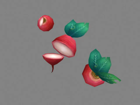 Cartoon Red Raphanus sativus plants 3D Model