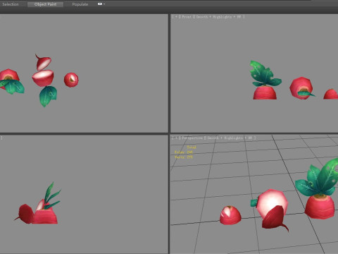 Cartoon Red Raphanus sativus plants 3D Model