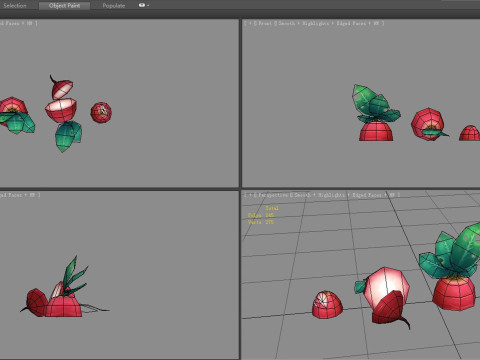 Cartoon Red Raphanus sativus plants 3D Model