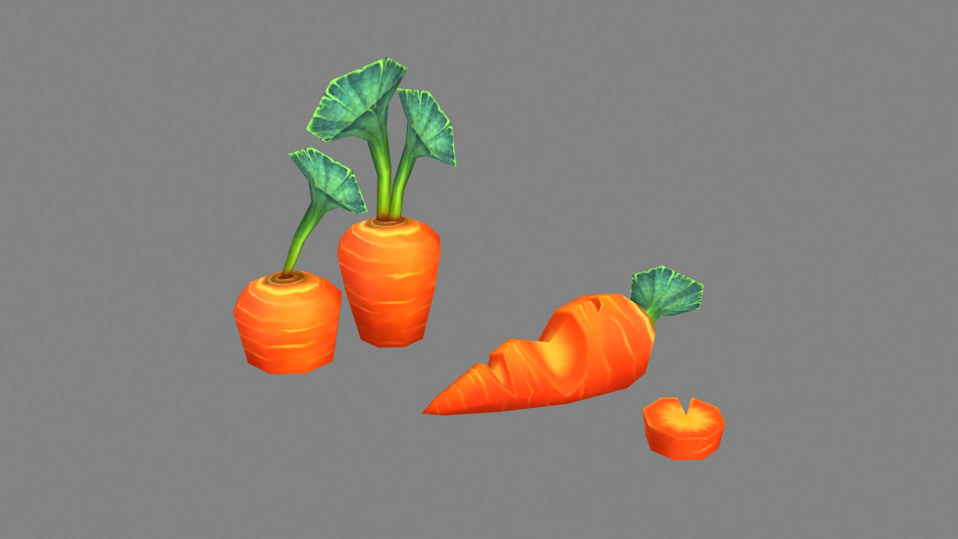 Cartoon Carrot plants 3D Model .c4d .max .obj .3ds .fbx .stl .blend 