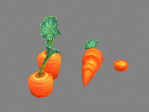 Cartoon Carrot plants 3D Model