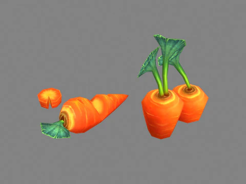Cartoon Carrot plants 3D Model