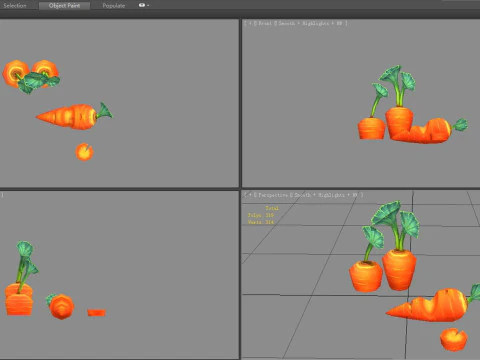 Cartoon Carrot plants 3D Model