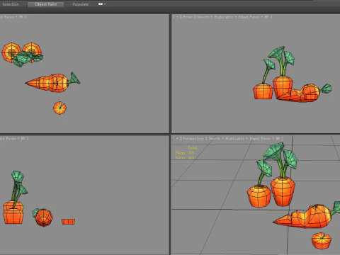 Cartoon Carrot plants 3D Model