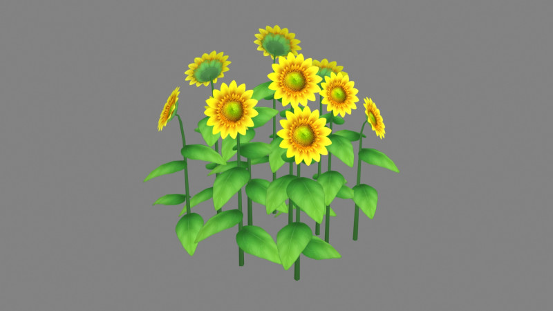 Cartoon Sunflower plants 3D मॉडल .c4d .max .obj .3ds .fbx .stl .blend 