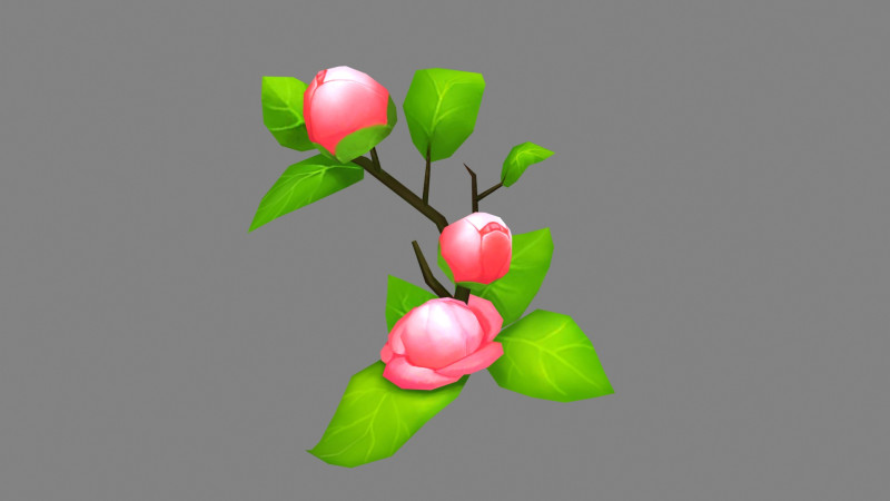 Cartoon Camellia flower Modelo 3D .c4d .max .obj .3ds .fbx .stl .blend 
