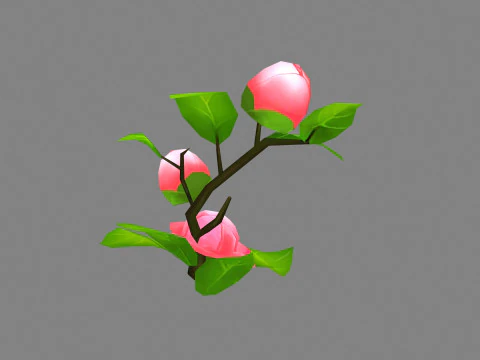 Cartoon Camellia flower 3D Model