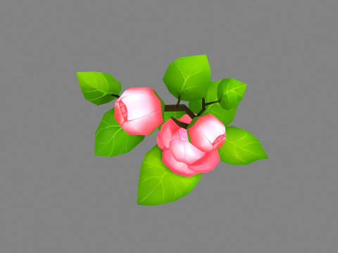 Cartoon Camellia flower 3D Model