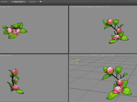 Cartoon Camellia flower 3D Model